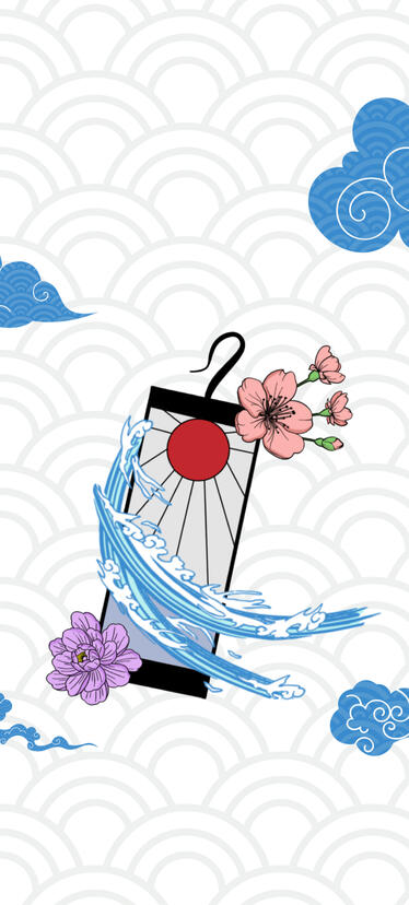 A beautifully detailed wallpaper featuring the iconic Hanafuda earrings from Demon Slayer